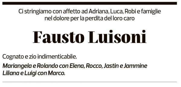 Annuncio funebre Fausto Luisoni