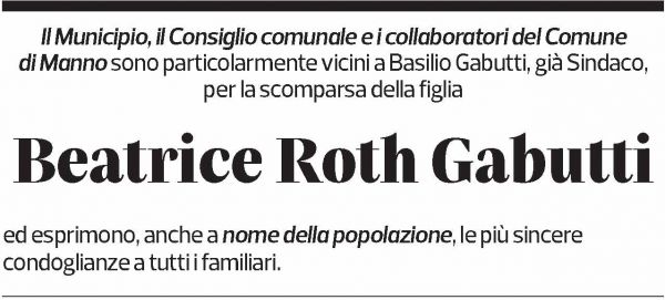 Annuncio funebre Bea Roth Gabutti