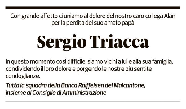 Annuncio funebre Sergio Triacca