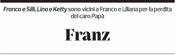 Annuncio funebre Franz Ackermann