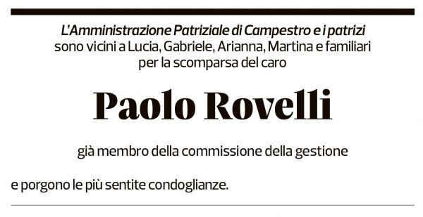 Annuncio funebre Paolo Rovelli