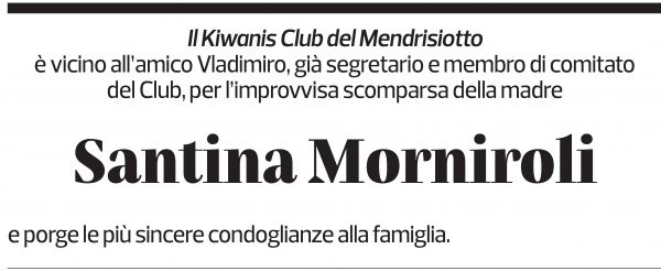 Annuncio funebre Santina Morniroli