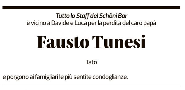 Annuncio funebre Fausto Tunesi
