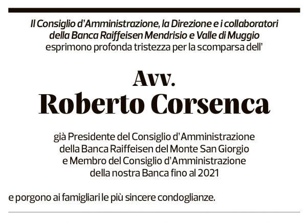 Annuncio funebre Roberto Corsenca