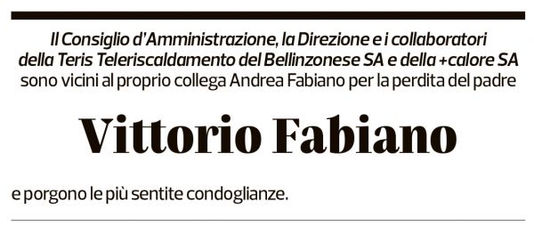 Annuncio funebre Vittorio Fabiano