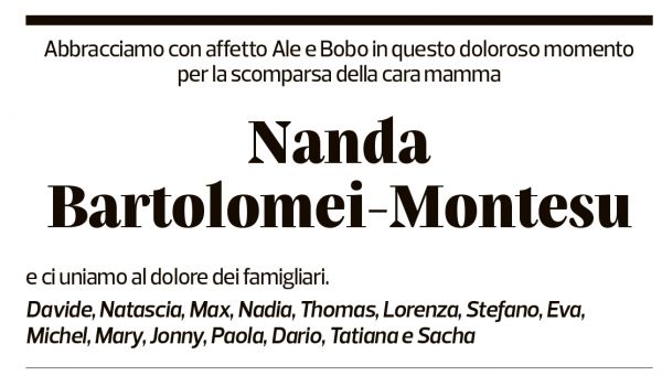 Annuncio funebre Nanda Bartolomei Montesu