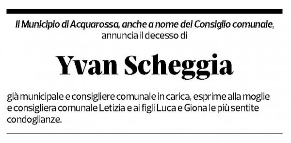 Annuncio funebre Yvan Scheggia