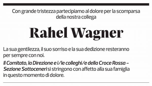 Annuncio funebre Rahel Wagner