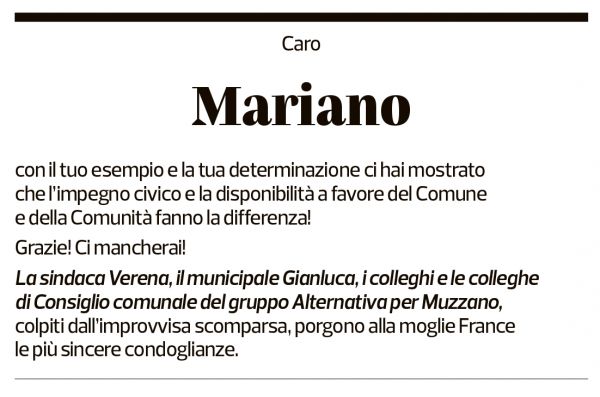 Annuncio funebre Mariano Morace