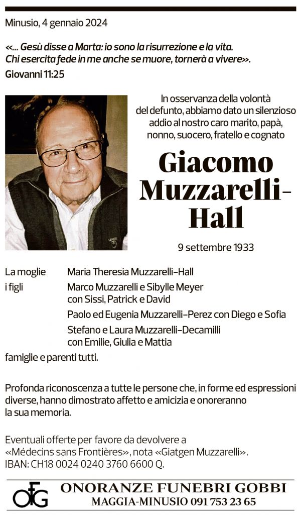 Annuncio funebre Giacomo Muzzarelli-hall