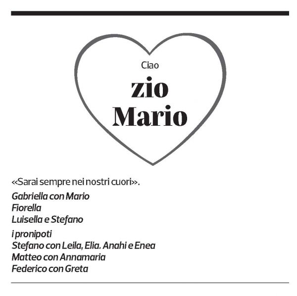 Annuncio funebre Mario 