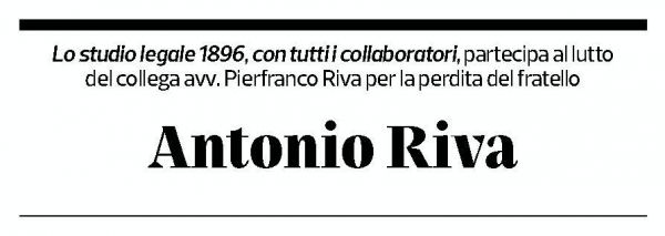 Annuncio funebre Antonio Riva
