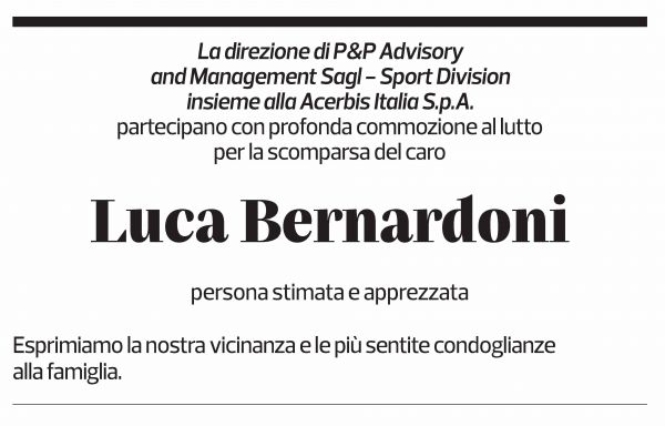 Annuncio funebre Luca Bernardoni