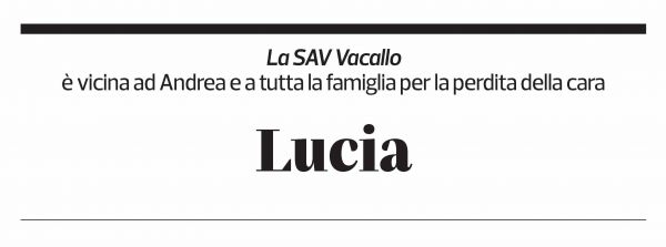 Annuncio funebre Lucia D'occhio