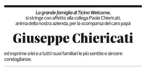 Annuncio funebre Giuseppe Chiericati