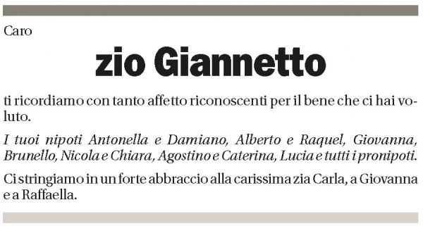 Annuncio funebre Giannetto Pozzi