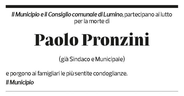 Annuncio funebre Paolo Pronzini