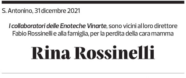 Annuncio funebre Rina Rossinelli