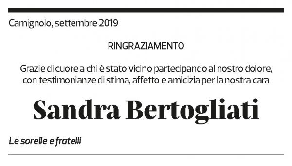 Annuncio funebre Sandra Bertogliati