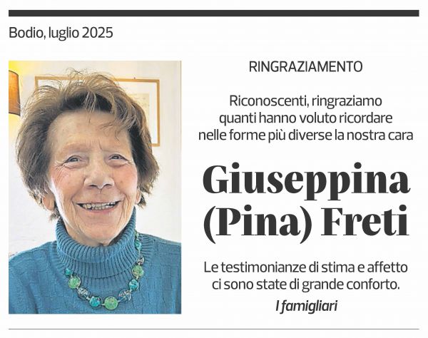 Annuncio funebre Giuseppina Freti