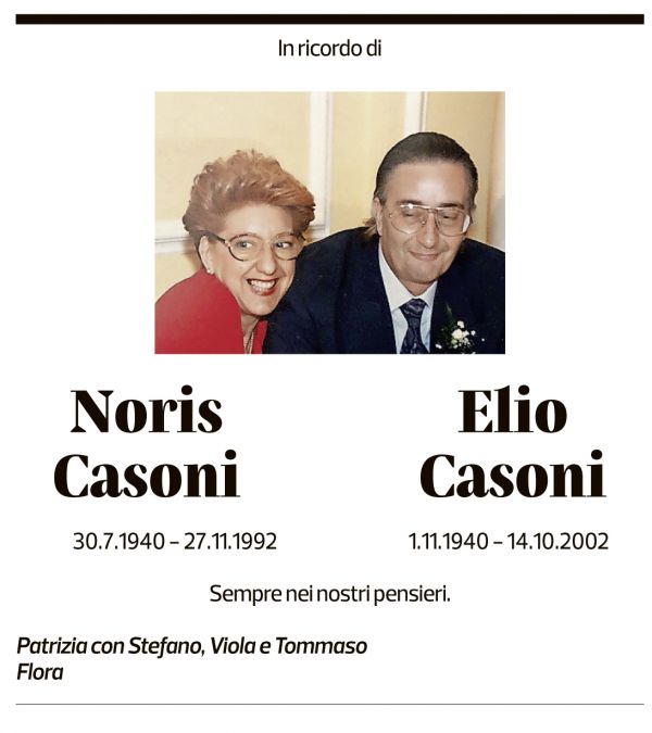 Annuncio funebre Noris Casoni Elio Casoni