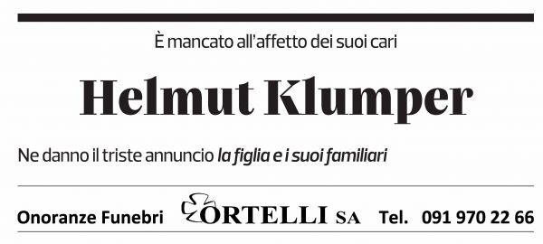 Annuncio funebre Helmut Klumper