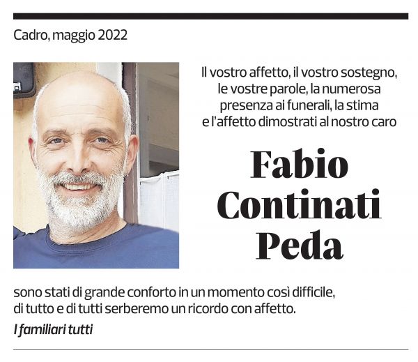 Annuncio funebre Fabio Continati Peda