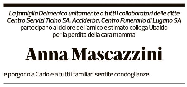 Annuncio funebre Anna Mascazzini