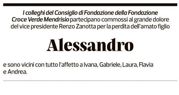 Annuncio funebre Alessandro Zanotta