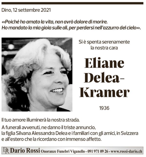 Annuncio funebre Eliane Delea-kramer