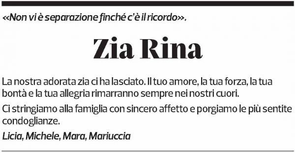 Annuncio funebre Rina Cassis
