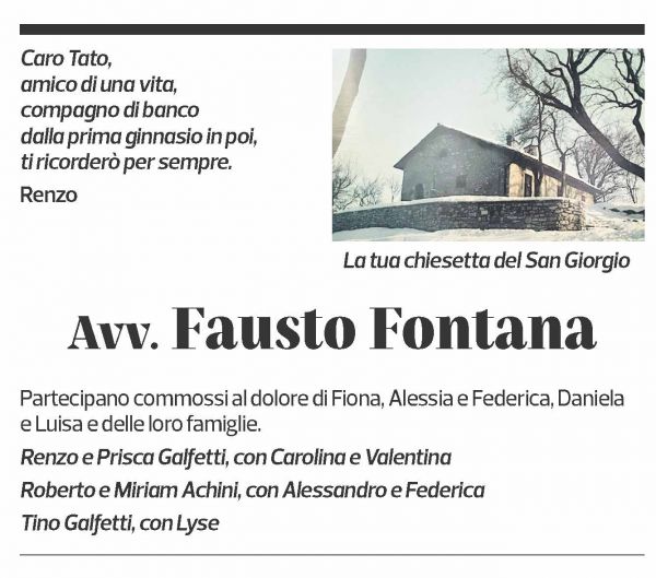 Annuncio funebre Fausto Fontana