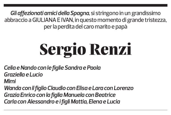 Annuncio funebre Sergio Renzi