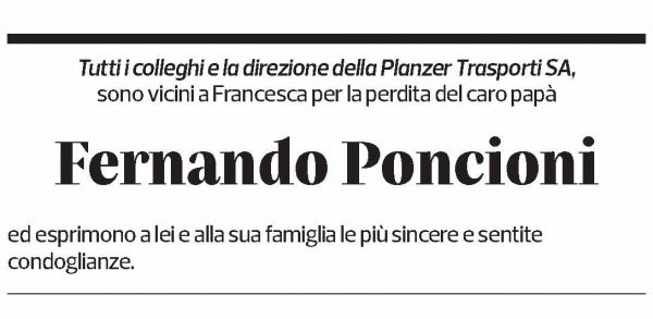 Annuncio funebre Fernando Poncioni