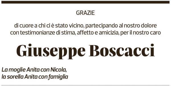 Annuncio funebre Giuseppe Boscacci