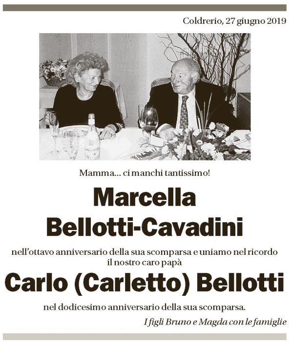 Annuncio funebre Marcella Bellotti-cavadini Carlo Bellotti