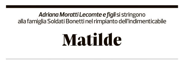 Annuncio funebre Matilde Bonetti Soldati