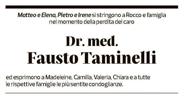 Annuncio funebre Dott Fausto Taminelli