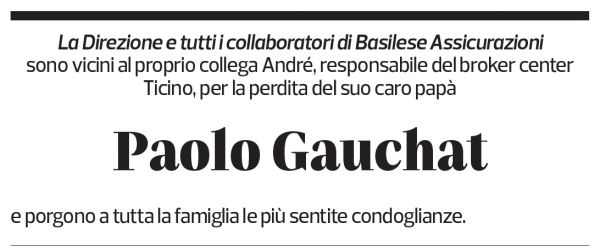 Annuncio funebre Paolo Gauchat