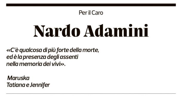 Annuncio funebre Nardo Adamini