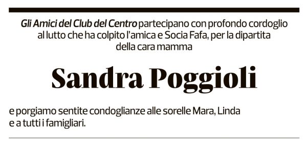 Annuncio funebre Sandra Poggioli