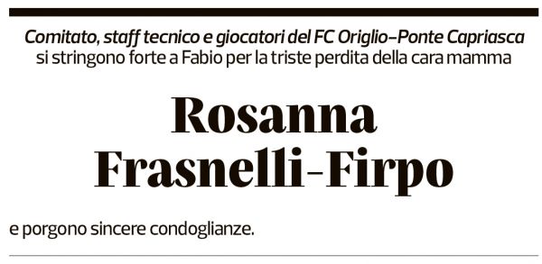 Annuncio funebre Rosanna Frasnelli-firpo