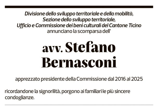 Annuncio funebre Stefano Bernasconi