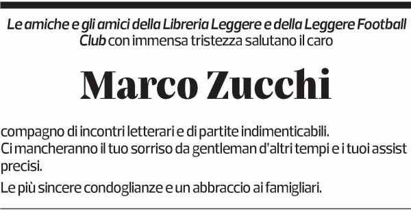 Annuncio funebre Marco Zucchi