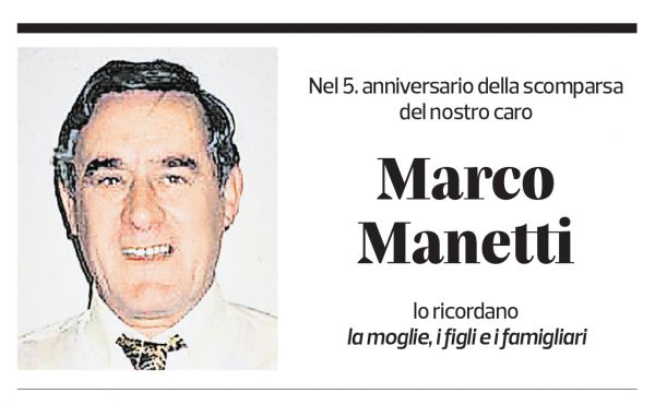 Annuncio funebre Marco Manetti