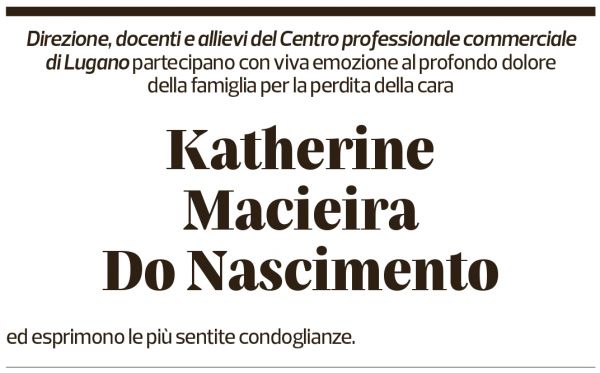 Annuncio funebre Katherine Do Nascimento