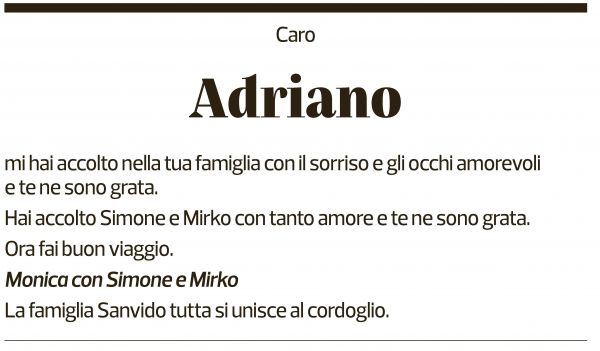 Annuncio funebre Adriano Angeloni