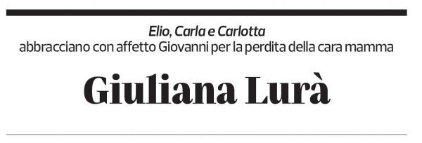 Annuncio funebre Giuliana Lurà