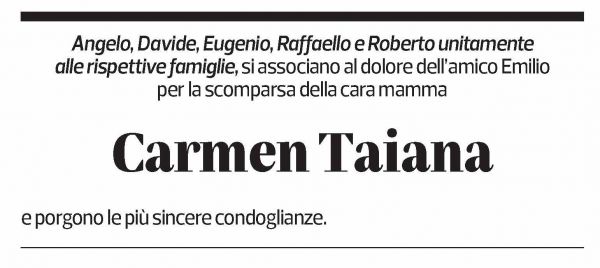Annuncio funebre Carmen Taiana Casanova