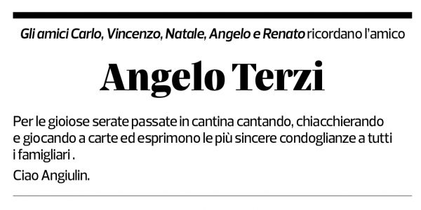 Annuncio funebre Angelo Terzi